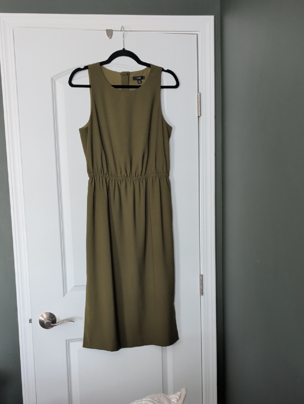 J. Crew Olive Green Sleeveless Midi Dress